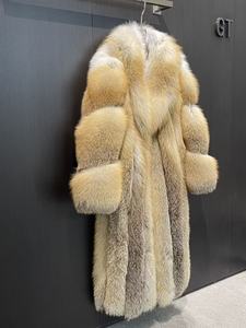 Manteau long sur mesure de luxe, taille S M L, confortable, unisexe, en fourrure de renard Golden Island, pour femmes - Product Image 3