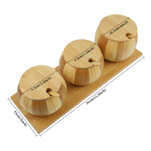 Spice Box Bamboo Container Spice Jar Salt Box Set For Kitchen With Lids And Spoons