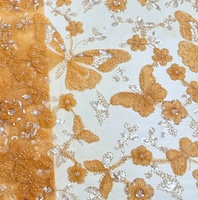 NI.AI Tissus en dentelle filet de luxe écologiques, 100% Polyester uni, avec broderie de perles africaines et sequins tissés, pour femmes et filles