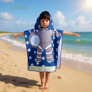 Buonic Poncho con cappuccio da astronauta per bambini, 60x120 cm, asciugamano da bagno, copricostume per bambini - Product Image 3