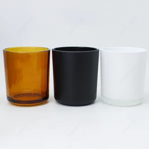 明亮的玻璃器皿批发定制小独特的空豪华蜡烛包装琥珀色玻璃容器蜡烛罐带盖