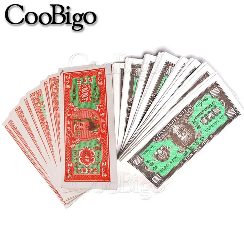 10 folhas de papel votivo contra céu dinheiro chinês feng shui, papel de notas de joss # s0068