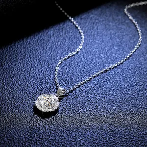 Fine Jewelry Diamond Necklace Necklace S925 Silver VVS1 D Color Moissanite Necklace Women Gemstone Pendant
