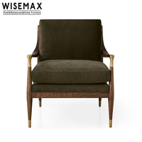 WISEMAX FURNITURE Mobilier de salon italien fauteuil canapé chaise milieu du siècle en bois massif velours tissu chaise longue pour la maison