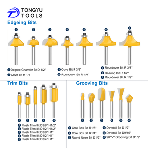 35 pcs 1/4 inch טונגסטן קרביד נתב קצת להגדיר עבור עץ, זמירה, grooving ו פרופיל קצה - Product Image 2