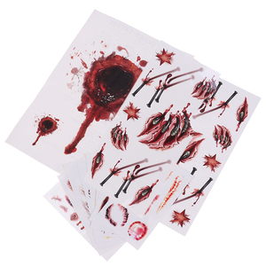 Nouveau Tatouage Corporel Temporaire Imperméable Décoratif pour Halloween : Autocollant Maquillage Créatif Effet Sang et Cicatrice de Zombie - Product Image 1