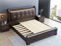 Lila Sandelholz Massivholz Doppelbett Gepolstertes Kopfteil Hochwertige Möbel Neues großes Bett im chinesischen Stil für Meister