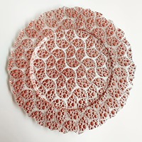 Assiette en verre Kaly's K606 de luxe, sans plomb, à pois roses dorés, design moderne, écologique, vaisselle irrégulière, pigmentée Shanxi