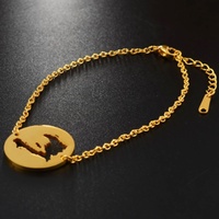 Bracelet de carte d'Haïti en plaqué or 18 carats Bracelet de carte de pays d'Haïti minimaliste en acier inoxydable bijoux de carte d'Haïti pour cadeau de voyage