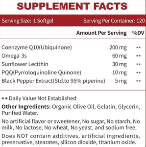 Complément alimentaire CoQ10 en gélules molles avec PQQ et Oméga-<span class=keywords><strong>3</strong></span> pour adultes - Options 500 mg - 1500 mg - Product Image 3