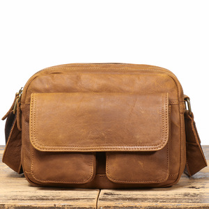 Gran oferta, de cuero bolso lateral genuino para hombre, bolso Retro de cuero lijado para viajes diarios, bolso con almohadilla de gran capacidad, venta al por mayor CSLWB - Product Image 6