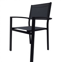 Chaise de salle à manger d'extérieur empilable en aluminium à hauteur réglable, design moderne, pour jardin, cour et entrepôt, avec panneau en textilène sérigraphié