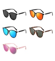Lunettes de soleil rondes pour femmes, logo personnalisé, mode rétro, léopard, bleu, légères, anti-reflets, PC UV400