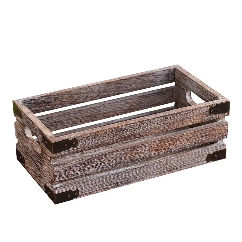 Customizable Solid Wood Storage Box Wooden Crate Supermarket Display Fruit Vegetable Rack Decorative Wood Crafts Wall Signs