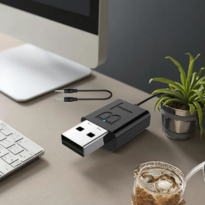 2in1 mini stereo cho bluetooth 5.0 âm thanh <span class=keywords><strong>Receiver</strong></span>/<span class=keywords><strong>Transmitter</strong></span> AUX RCA USB 3.5 mét jack thép <span class=keywords><strong>TV</strong></span> <span class=keywords><strong>PC</strong></span> Car Kit với bộ chuyển đổi không dây - Product Image 5