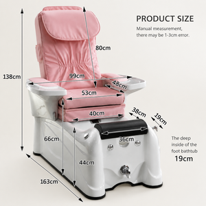 Professional Pedicure Spa Chair with Pink Cushioned Seat Ergonomic High Backrest and Foot <b>Bath</b> for Salon Pedicure Studio - Product Image 2