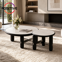 Ensemble de tables basses rondes modernes avec plateau en pierre frittée et base en acier inoxydable pour salon, petits espaces, hôtels, vente en gros, OEM, ODM