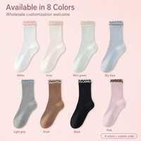 Chaussettes de yoga en coton à volants antidérapantes pour femmes, longueur mi-mollet, avec semelle en silicone pour Pilates et Barre