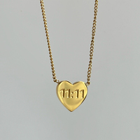 Delicado Collar con Colgante de Corazón con Número de Ángel Grabado 11:11, Joyería de Moda, Collar de Cadena de Acero Inoxidable Chapado en Oro de 18K para Mujer