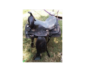 Selle de cheval western de qualité professionnelle avec des sangles en cuir renforcées durables, siège équilibré et ajustement des étriers - Product Image 4