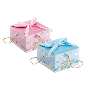 Kotak hadiah mandi bayi kartun 350 GSM tali pita karton daur ulang penutupan magnetik penegak sendiri untuk pesta lilin - Product Image 1