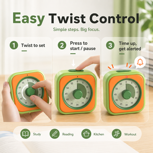 Timer Visivo Personalizzato con Conto alla Rovescia 60 Minuti, Silenzioso con Manopola, Timer per la Concentrazione dei Bambini, Gestione del Tempo di Studio, OEM per Aula - Product Image 3