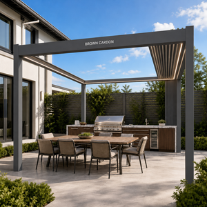 Pérgola Retráctil Motorizada de Alta Resistencia con Certificación CE, Gazebo de Aluminio con Techo de Láminas <span class=keywords><strong>para</strong></span> Azoteas y Penthouses - Product Image 2