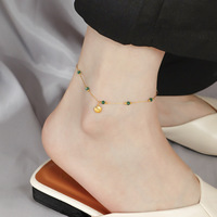 Mode acier inoxydable Simple 18k plaqué or vert perle petits coquillages pendentif clavicule chaîne dames collier Bracelet ensemble