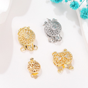 Copper Openwork Turtle Clasp Small Gold Silver Plated DIY Jewelry Findings for Bracelets Necklaces - Product Image 2