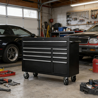 Armoire de rangement à roulettes pour outils de garage, 9 tiroirs à fermeture douce, construction en acier allié, 52 pouces avec roulettes