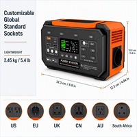 Station d'alimentation portable 300W OTHC C3B à onde sinusoïdale pure, batterie lithium-ion, panneau solaire 100W, pompe, gonfleur de pneus, affichage LED, lampe torche