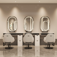 Table en miroir en verre professionnelle pour salons de coiffure, boutiques de mariage, salons de barbier - pour la beauté, le maquillage, le repassage, le coiffage