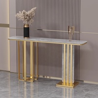 Table console moderne de luxe pour hôtel, salon, armoire d'entrée légère en plaque de roche, meuble console polyvalent