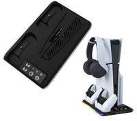 Support de refroidissement multifonctionnel HA-8008 pour PS5 Slim Disc et PS5 Slim Digital, support de charge et de rangement