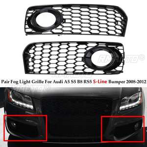 2x Grille de protection de phare antibrouillard avant en nid d'abeille hexagonal pour Audi A5 S-Line / S5 B8 RS5 2008 2009 2010 2011 2012 - Product Image 1