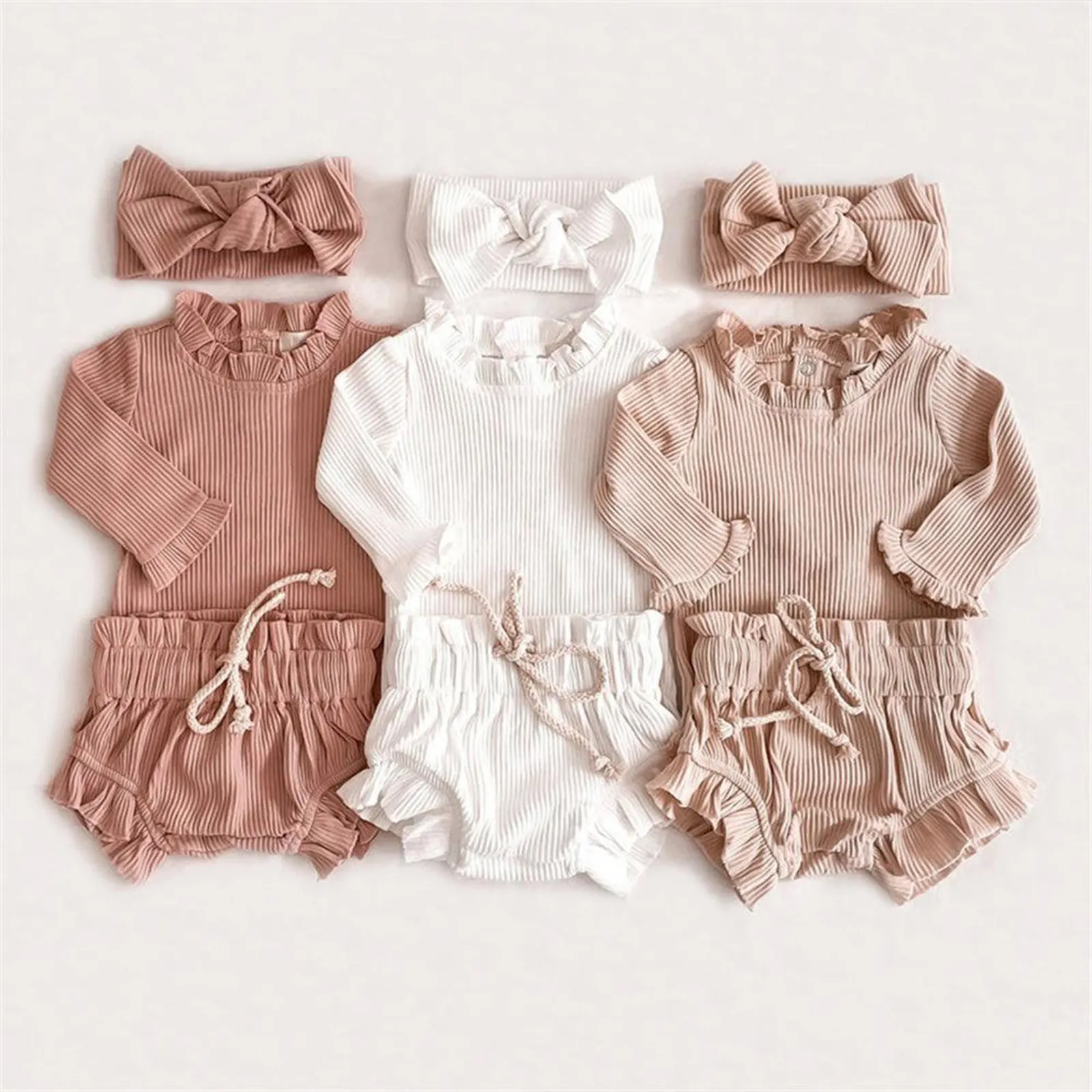 Infant Baby Girl Clothes Set Cotton Ruffle Newborn Girl Tops + Bloomer Baby Outfits Spring Summer Baby Girl Clothing