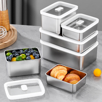 Edelstahl-Lebensmittelbehälter mit Glasdeckeln Snackboxen Lunchbox Luftdicht Mikrowellen- und Spülmaschinenfest