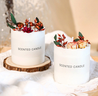 Groothandel Luxe Scandinavische 100% Sojawas Aromatische Kaarsen Bruiloft Cadeauset Glazen Koepel Gedroogde Bloemen Fruitgeurende Stick Kaars