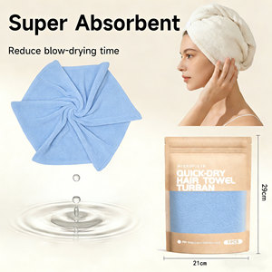 Toalla de microfibra de lujo para secar el cabello, súper absorbente y de secado rápido, para mujer, con diseño sólido, para cabezas grandes - Product Image 1