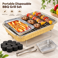 Barquette rectangulaire en aluminium de qualité supérieure pour barbecue extérieur, portable, au charbon de bois, écologique, durable, récipient alimentaire