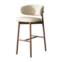 Tabouret de bar moderne en bois massif, style nordique italien, chaise de cuisine, petite chaise de salle à manger avec dossier, tabouret haut décontracté pour hôtel et restaurant