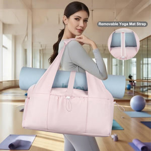 यात्रा कसरत और सप्ताहांत फिटनेस योग के लिए समायोज्य स्ट्रैप जूते के डिब्बे और गीले जेब के साथ यूनिसेक्स लक्जरी पॉलिएस्टर जिम बैग - Product Image 6