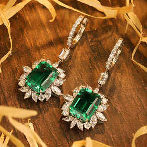 ANSTER-<span class=keywords><strong>pendientes</strong></span> de gota de oro de 18k con diamante de Esmeralda colombiana, aretes grandes de 10,06 quilates - Product Image 4