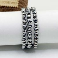 Bracelet de perles rondes en pierre de térahertz naturelle, brillant, minimaliste, bien-être, multicouche, multi-boucles, pour usage quotidien, accessoire de bijouterie