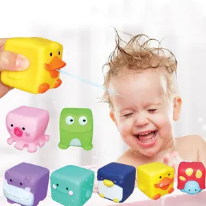 Blocs de construction souples et éducatifs pour enfants, jouet empilable en Silicone de qualité alimentaire, sécurité dans l'eau de bain