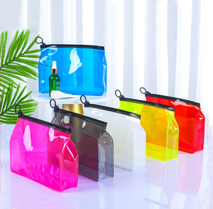 Custom Logo Waterproof Stand-up PVC Zipper <b>Bags</b> Cosmetics Packaging Travel Translucent Color Zipper <b>Bag</b> - Product Image 1