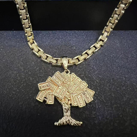 Collier pendentif personnalisé en acier inoxydable pour homme, motif sac d'argent et signe du dollar porte-bonheur, bijou tendance doré