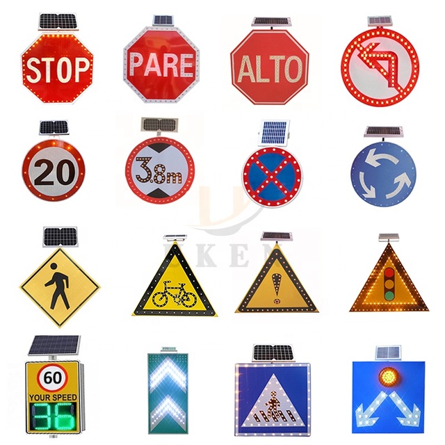 CE Certified Solar Power Road Sign Board Supplier for Sale Flash Arrow Stop Yield Crosswalk Slow Down LED Solar Traffic Sign