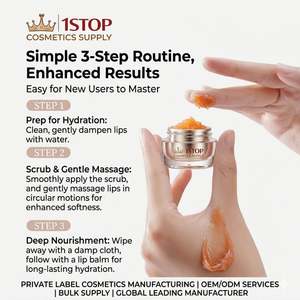 Crème exfoliante pour les lèvres au sucre brun, formule non étiquetée, pour une peau lisse et douce et anti-dessèchement hivernal - Ventes - Product Image 2