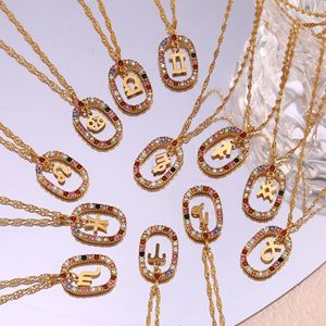 XL23131 Collar de acero inoxidable <span class=keywords><strong>con</strong></span> <span class=keywords><strong>constelaciones</strong></span> chapadas en oro clásicas europeas y americanas Collar impermeable de circón colorido - Product Image 2